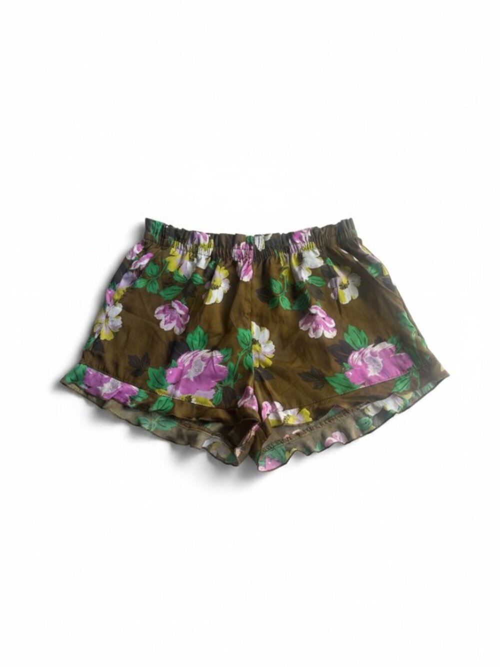 Aerie Women's Brown and Pink Tropical Print Shorts Size M‎ NWOT